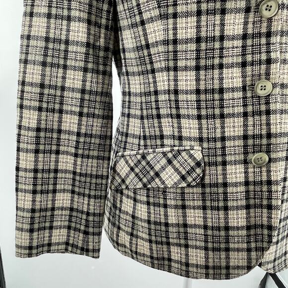 Pendleton Vintage 80s Black Gray Plaid Virgin Wool Classic Retro Jkt Blazer 12 - Picture 7 of 14